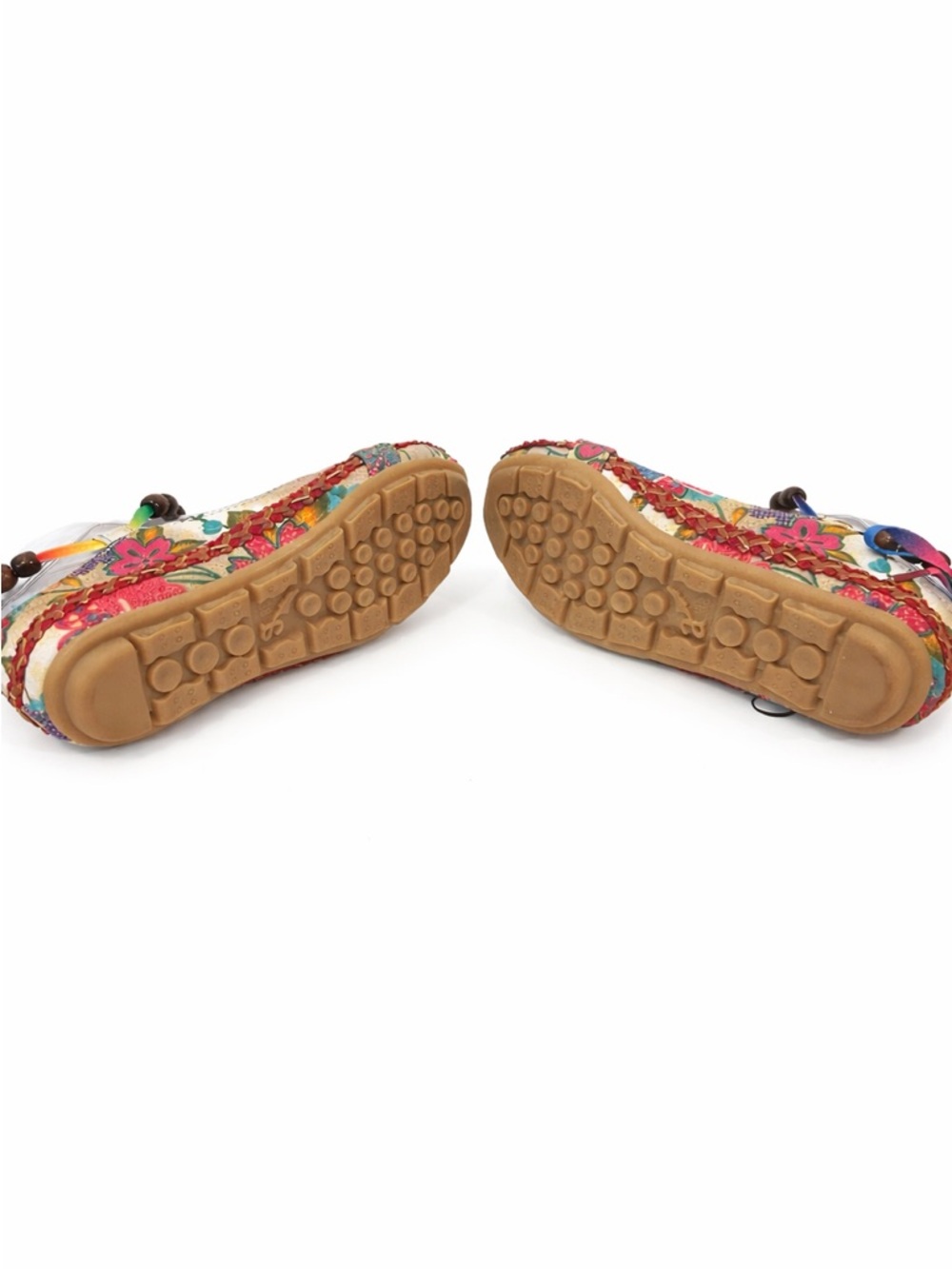 Colorful Floral Espadrille Sandals with Beaded Ankle Tie - Picture 4 of 6